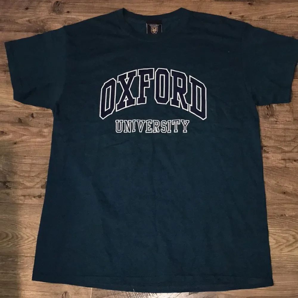 Green Oxford university England vintage style mens authentic t shirt L